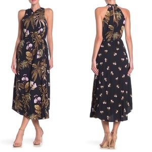 Vince Tropical Garden Flowy Satin Maxi Dress